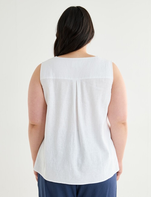 Studio Curve Linen Blend Pleat Front Tank, White product photo View 02 L