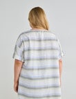 Studio Curve Linen Blend Spliced Tunic, Lemon Stripe product photo View 02 S