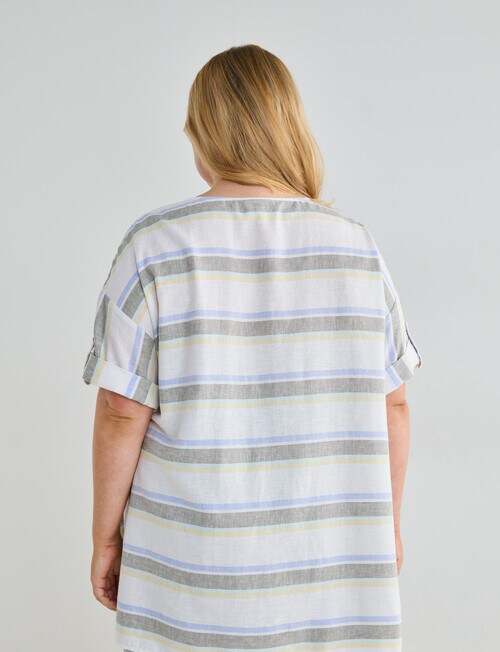 Studio Curve Linen Blend Spliced Tunic, Lemon Stripe product photo View 02 L