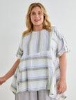 Studio Curve Linen Blend Spliced Tunic, Lemon Stripe product photo View 06 S
