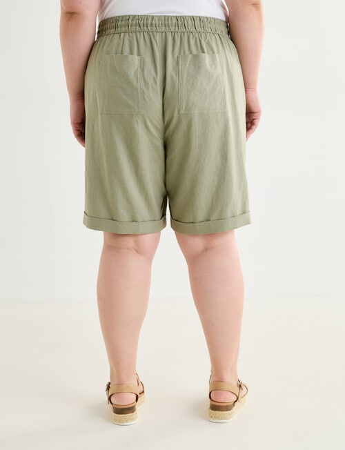 Studio Curve Linen Blend Shorts, Sage product photo View 02 L