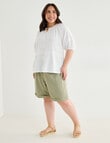 Studio Curve Linen Blend Shorts, Sage product photo View 03 S