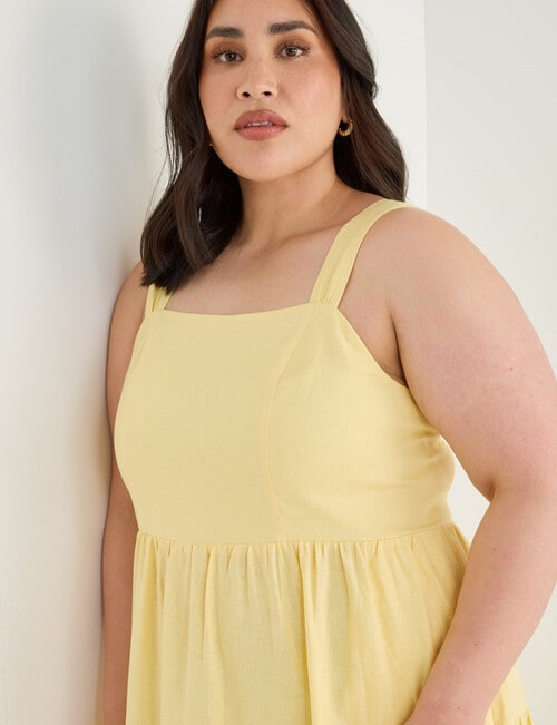 Studio Curve Linen Blend Sleeveless Dress, Lemon product photo View 04 L