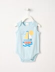 Teeny Weeny Boat Sleeveless Bodysuit, Sea Blue product photo