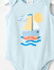 Teeny Weeny Boat Sleeveless Bodysuit, Sea Blue product photo View 02 S