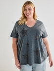 Denim Republic Curve Star Tee, Washed Black product photo