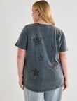 Denim Republic Curve Star Tee, Washed Black product photo View 02 S