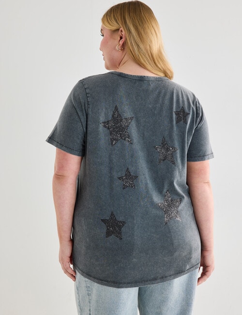 Denim Republic Curve Star Tee, Washed Black product photo View 02 L