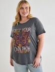 Denim Republic Curve Forge Your Own Path Tee, Charcoal product photo