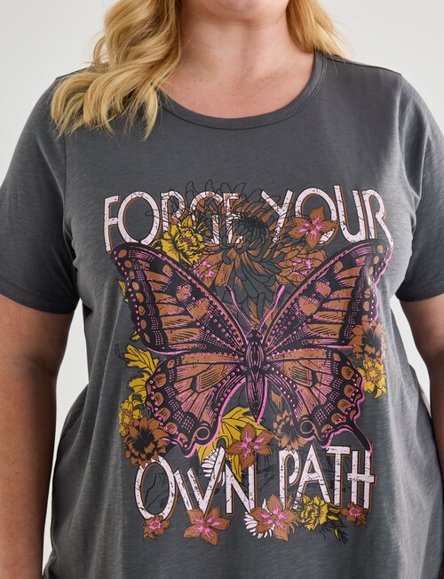 Denim Republic Curve Forge Your Own Path Tee, Charcoal product photo View 04 L