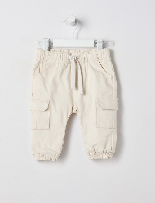 Teeny Weeny Woven Cargo Jogger, Stone product photo