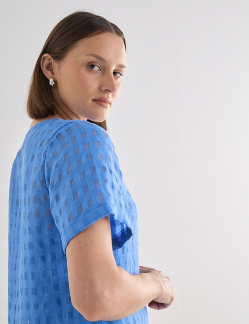 Jigsaw Xanthe Checked Top, Blue product photo