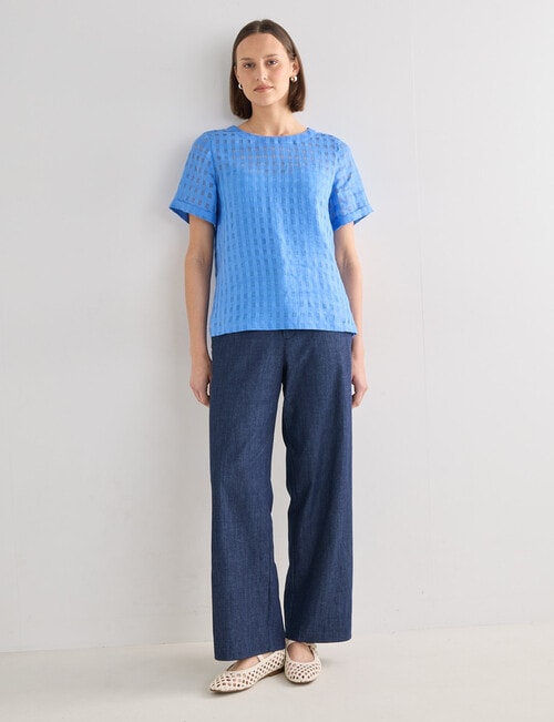 Jigsaw Xanthe Checked Top, Blue product photo View 03 L