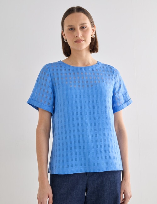 Jigsaw Xanthe Checked Top, Blue product photo View 04 L