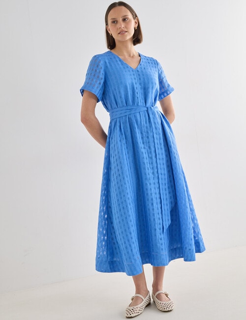 Jigsaw Xanthe Check Midi Dress, Blue product photo View 03 L