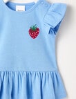 Teeny Weeny Lady Bug Play Short-Sleeve Rib Strawberry Peplum Tee, Blue product photo View 02 S