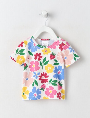 Teeny Weeny Play Time Lady Bug Floral Tee, White product photo