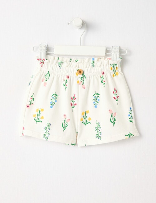 Teeny Weeny Lady Bug Play Knit Floral Short, White product photo
