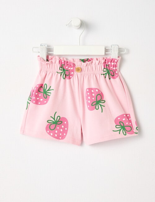 Teeny Weeny Lady Bug Play Knit Strawberries Short, Pink product photo