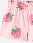 Teeny Weeny Lady Bug Play Knit Strawberries Short, Pink product photo View 02 S