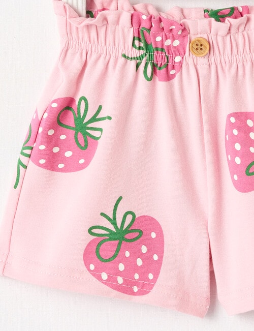 Teeny Weeny Lady Bug Play Knit Strawberries Short, Pink product photo View 02 L