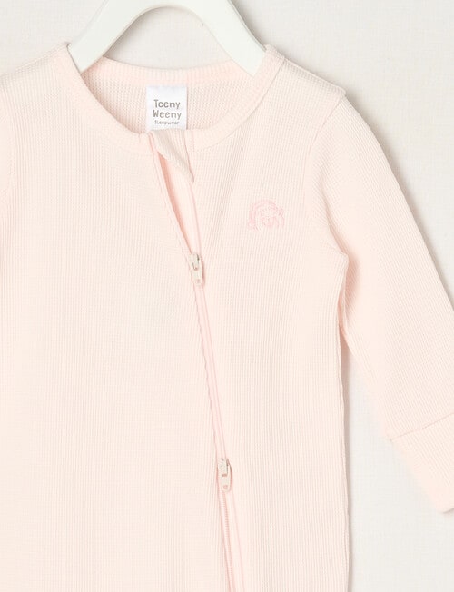 Teeny Weeny Sleep Unisex Waffle Sleepsuit, Petal Pink product photo View 02 L