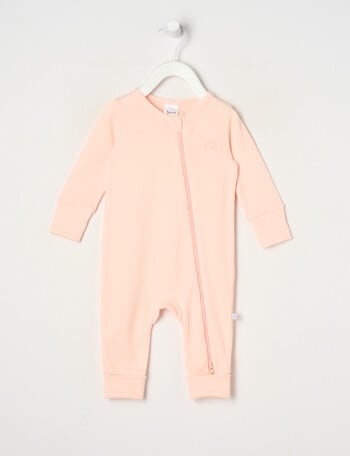 Teeny Weeny Sleep Unisex Waffle Sleepsuit, Pale Peach product photo