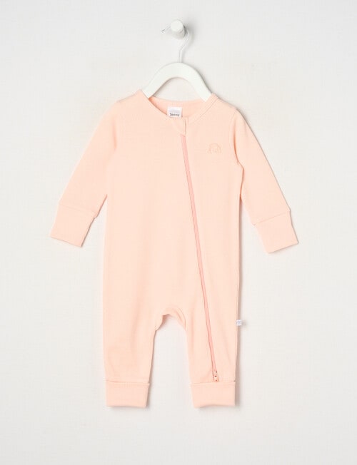 Teeny Weeny Sleep Unisex Waffle Sleepsuit, Pale Peach product photo