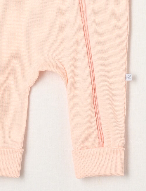 Teeny Weeny Sleep Unisex Waffle Sleepsuit, Pale Peach product photo View 03 L