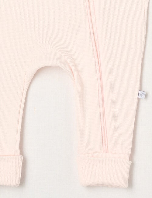 Teeny Weeny Sleep Unisex Waffle Sleepsuit, Petal Pink product photo View 03 L