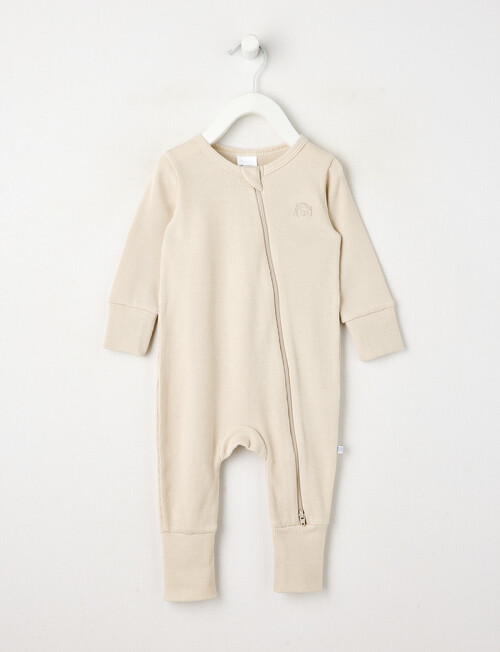 Teeny Weeny Sleep Unisex Waffle Sleepsuit, Ecru product photo