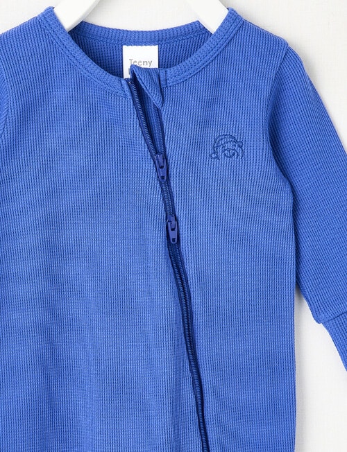 Teeny Weeny Sleep Unisex Waffle Sleepsuit, Blue product photo View 02 L