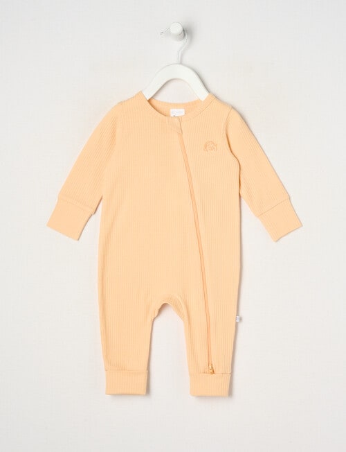 Teeny Weeny Sleep Unisex Rib Sleepsuit, Blanched Apricot product photo
