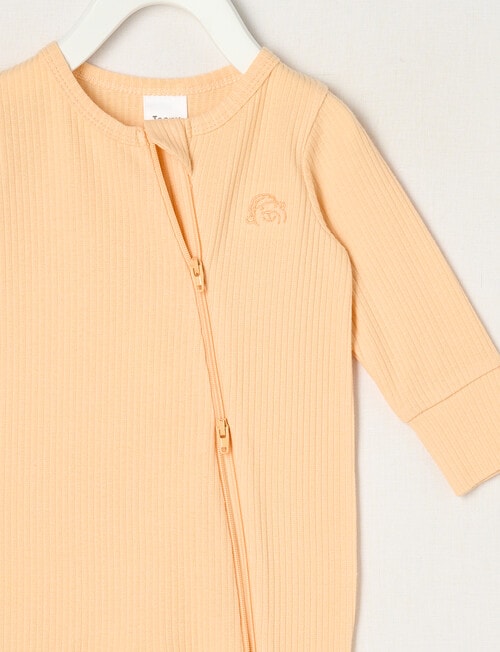 Teeny Weeny Sleep Unisex Rib Sleepsuit, Blanched Apricot product photo View 02 L