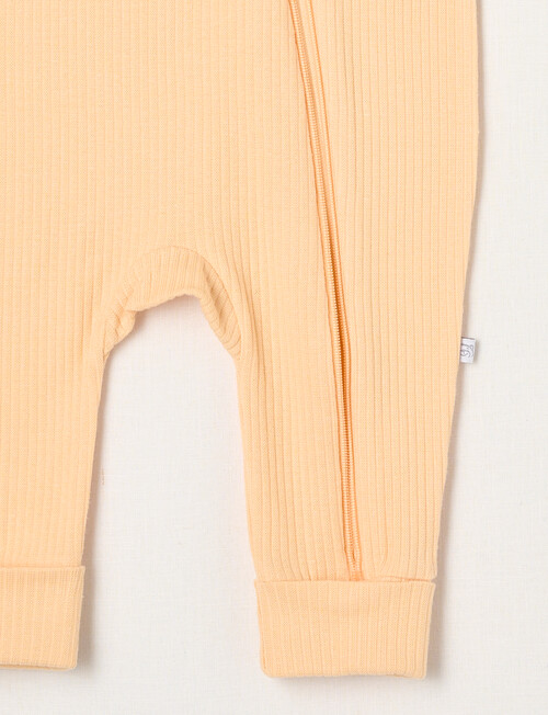 Teeny Weeny Sleep Unisex Rib Sleepsuit, Blanched Apricot product photo View 03 L