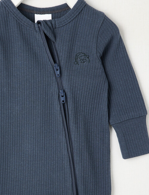 Teeny Weeny Sleep Unisex Rib Sleepsuit, Charcoal product photo View 02 L