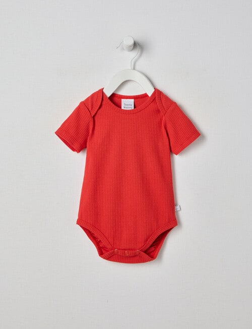 Teeny Weeny Short Sleeve Rib Bodysuit, Fire Red product photo