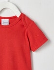 Teeny Weeny Short Sleeve Rib Bodysuit, Fire Red product photo View 02 S