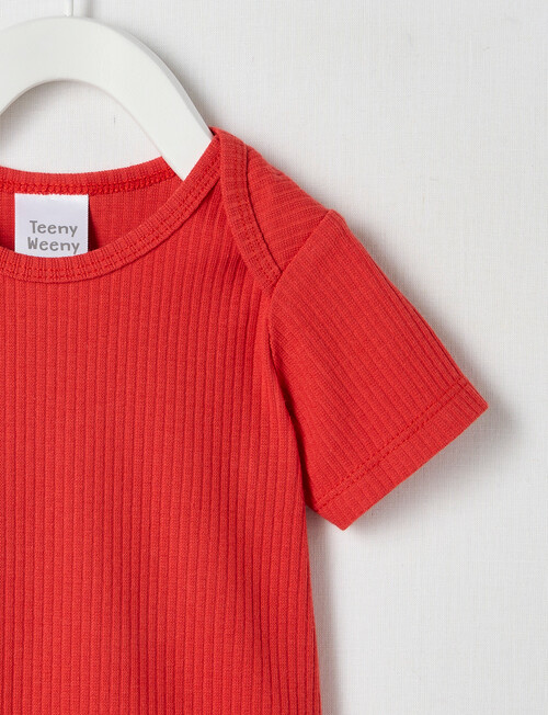 Teeny Weeny Short Sleeve Rib Bodysuit, Fire Red product photo View 02 L