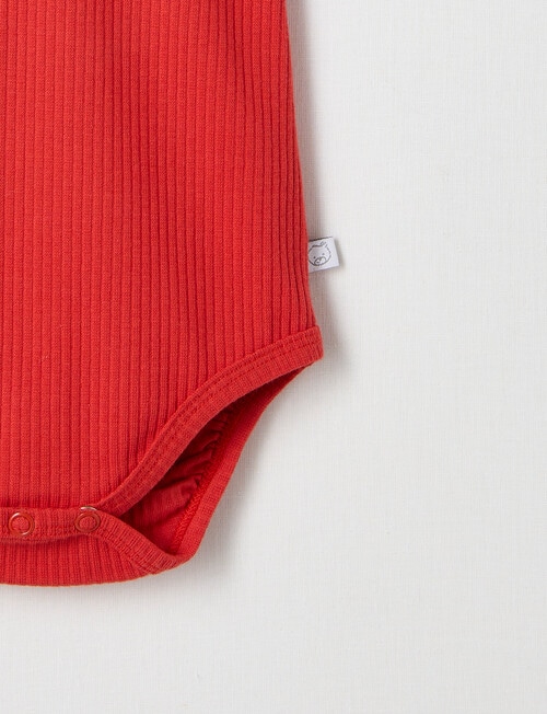 Teeny Weeny Short Sleeve Rib Bodysuit, Fire Red product photo View 03 L