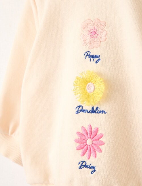 Teeny Weeny Lady Bug Play Flowers Sweatshirt, Cream product photo View 02 L