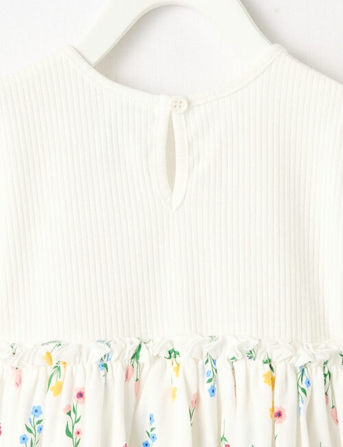 Teeny Weeny Lady Bug Play Knit Floral Dress, White product photo View 02 L