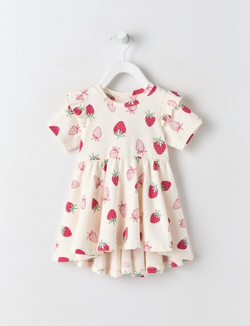 Teeny Weeny Lady Bug Knitted Strawberry Dress, Cream product photo