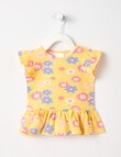 Teeny Weeny Lady Bug Play Short-Sleeve Floral Peplum Tee, Yellow product photo