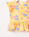 Teeny Weeny Lady Bug Play Short-Sleeve Floral Peplum Tee, Yellow product photo View 02 S