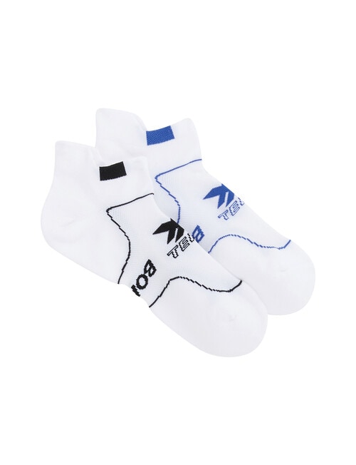 Bonds X-Temp Sports Sock, 2-Pack, White with Blue My Mind & Black product photo