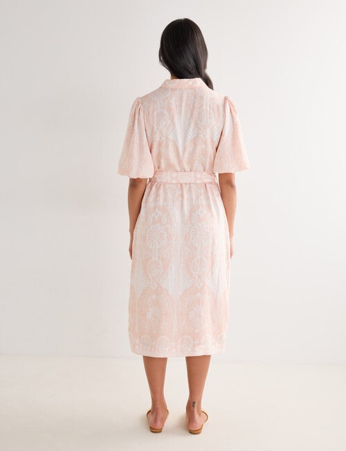 Whistle Scarf Print Shirt Dress, Peach product photo View 02 L