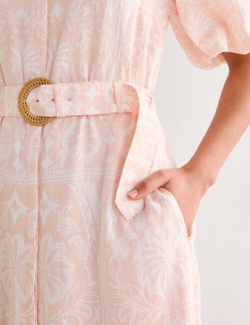 Whistle Scarf Print Shirt Dress, Peach product photo View 05 L