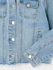 Switch Bow Cherry Stretch Denim Jacket, Mid Blue product photo View 03 S