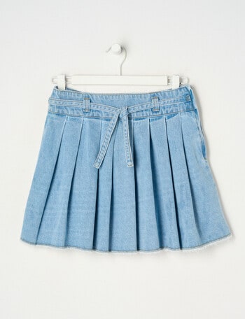 Switch Denim Pleated Skirt, Light Blue product photo